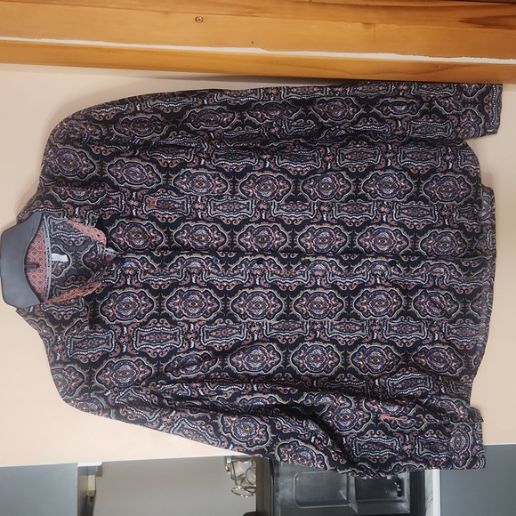 Cinch Navy Blue And Pink Geometric Pattern Button Down Western Shirt Size XL - Picture 1 of 9